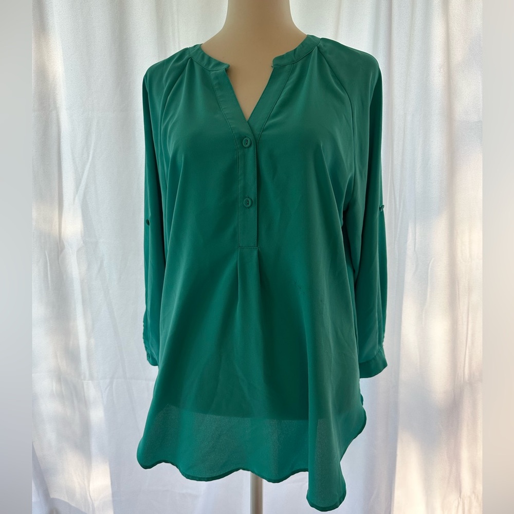 Light Turquoise blouse from Stitch fix brand 41 Hawthorn
